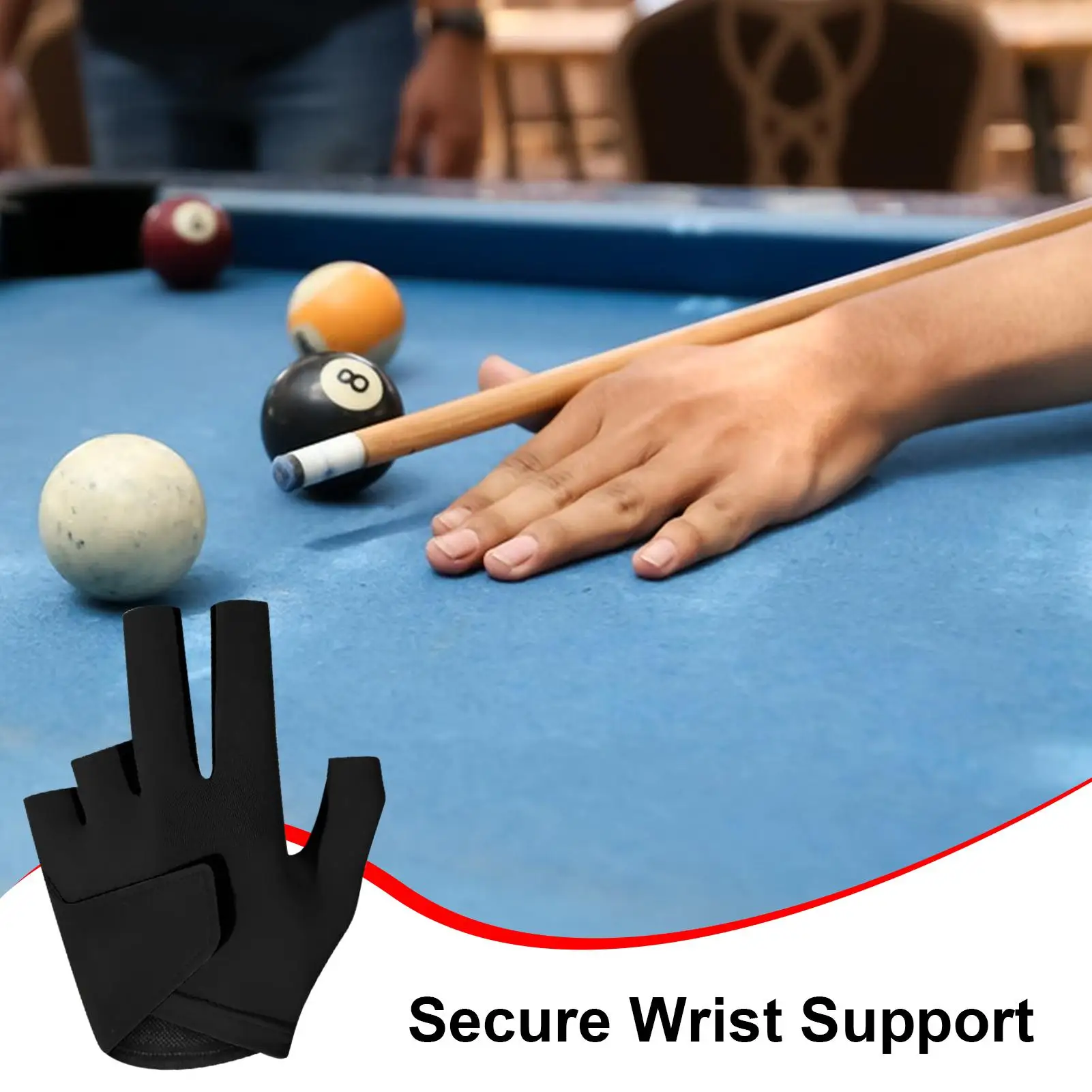 Billiards Gloves Three-Finger Mitten Breathable Professional Billiard Sports Accessories for Men Women Adults Players