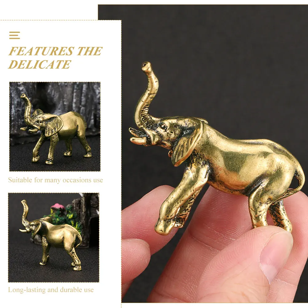 

Brass Elephant Adornment Creative Tabletop Decor Smooth Surface Compact Size Indoor Desktop Ornament Brass Animal Statues