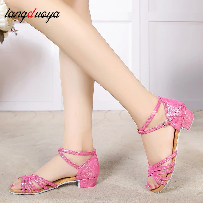 Meninas mulheres sapatos latinos de salto baixo latina salsa moderna sapatos de salão tango salsa rumba sapatos de dança latina várias cores