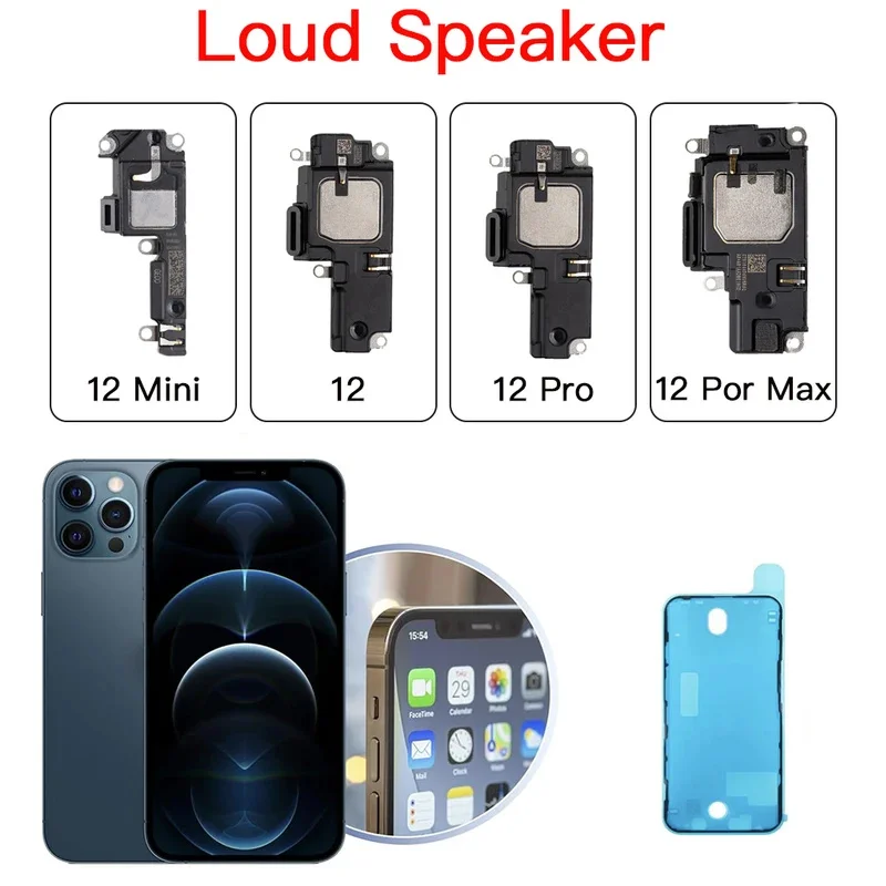 

Loud Speaker Buzzer Module for iPhone 12 Mini Pro Max Replacement Assembly Loudspeaker With Screen Waterproof Tape
