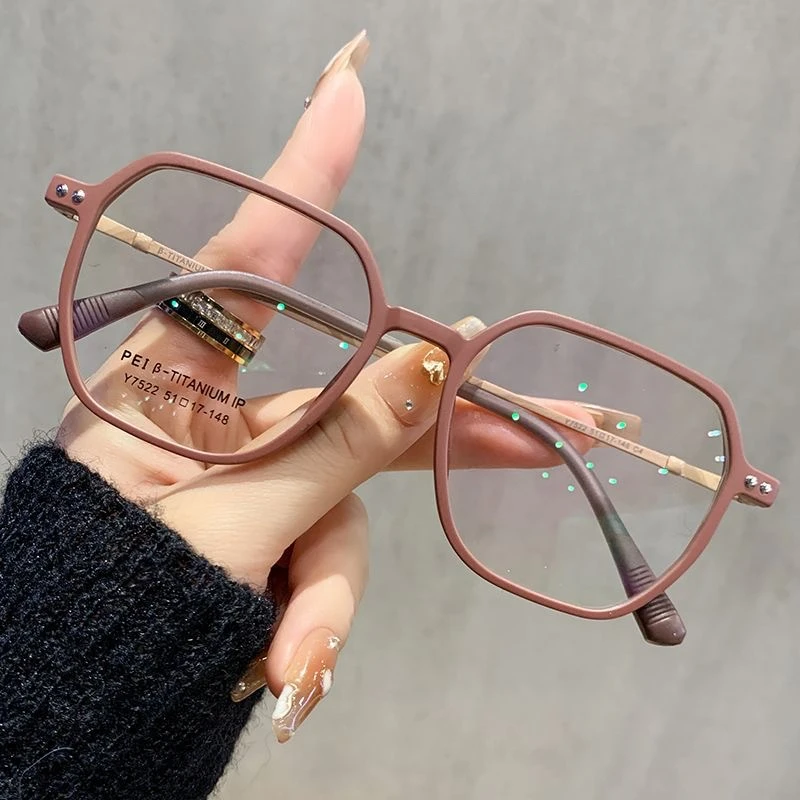 Korean version square large-frame anti-blue-light glasses, suitable for both men and women, with a school-style frame design
