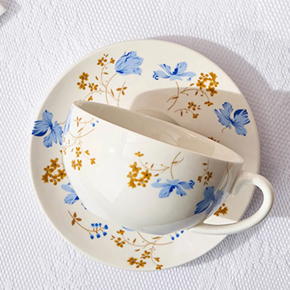 

1Set Ceramic Tea Pot Cup Vintage Style Elegant Porcelain Teapot with Cups Plate for Personal Gathering Travel Portable Tea Set