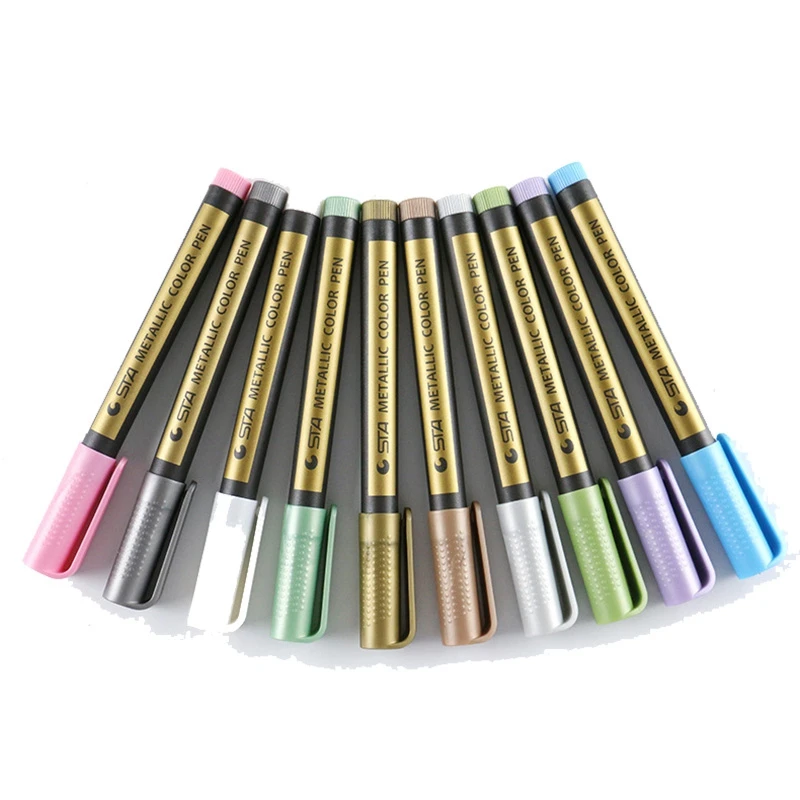 10 Color Metal Marker Pen Paint Pen DIY Photo Album Hand Ledger Writing Pen Water-based Color Pen  Stationery