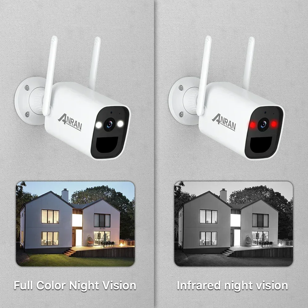 ANRAN 8 channel NVR Kit Battery Camera with Solar Panel 3MP 2K Wifi Night VIsion Free APP Remote Solar Security Camera System