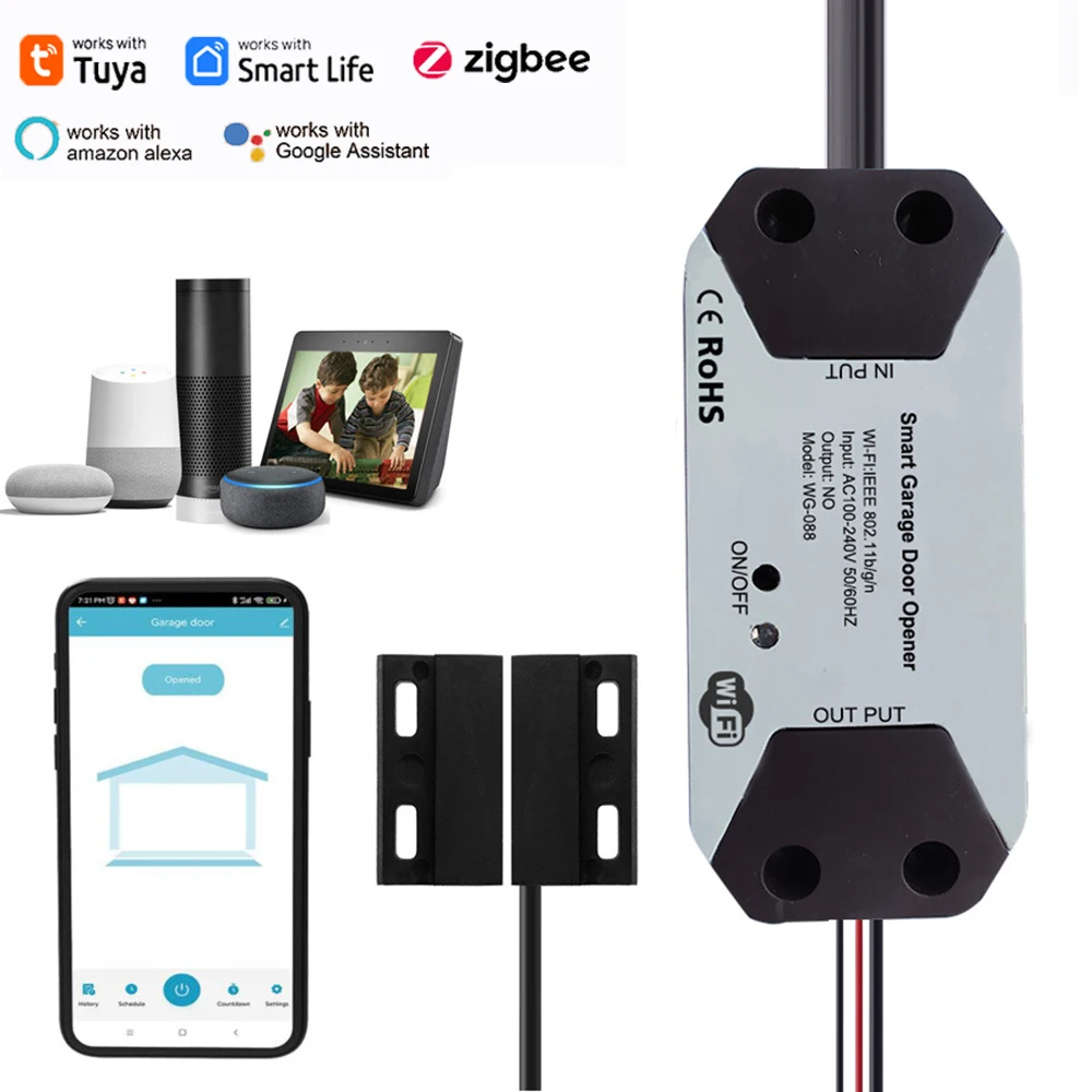 

Tuya WiFi Garage Door Controller Tuya Smart Home Mobile Remote Garage Door Switch Controller is controlled by voice with Alexa