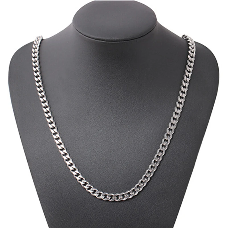 Titanium steel chain stainless steel six side grinding chain punk necklace, men, women,  link chain