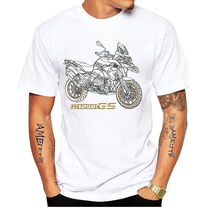 Summer Men Short Sleeve GS Adventure Motorcycler R 1200 GS R 1250 GS Vintage T-Shirt Harajuku Moto Sport Boy Casual White Tees