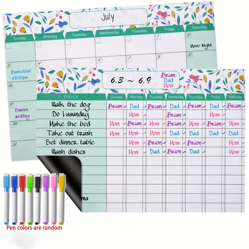 A set of reusable refrigerator planning sheets-Strong magnetism daily、Weekly Stain-Resistant Planning Board-Magnetic dry-erase r