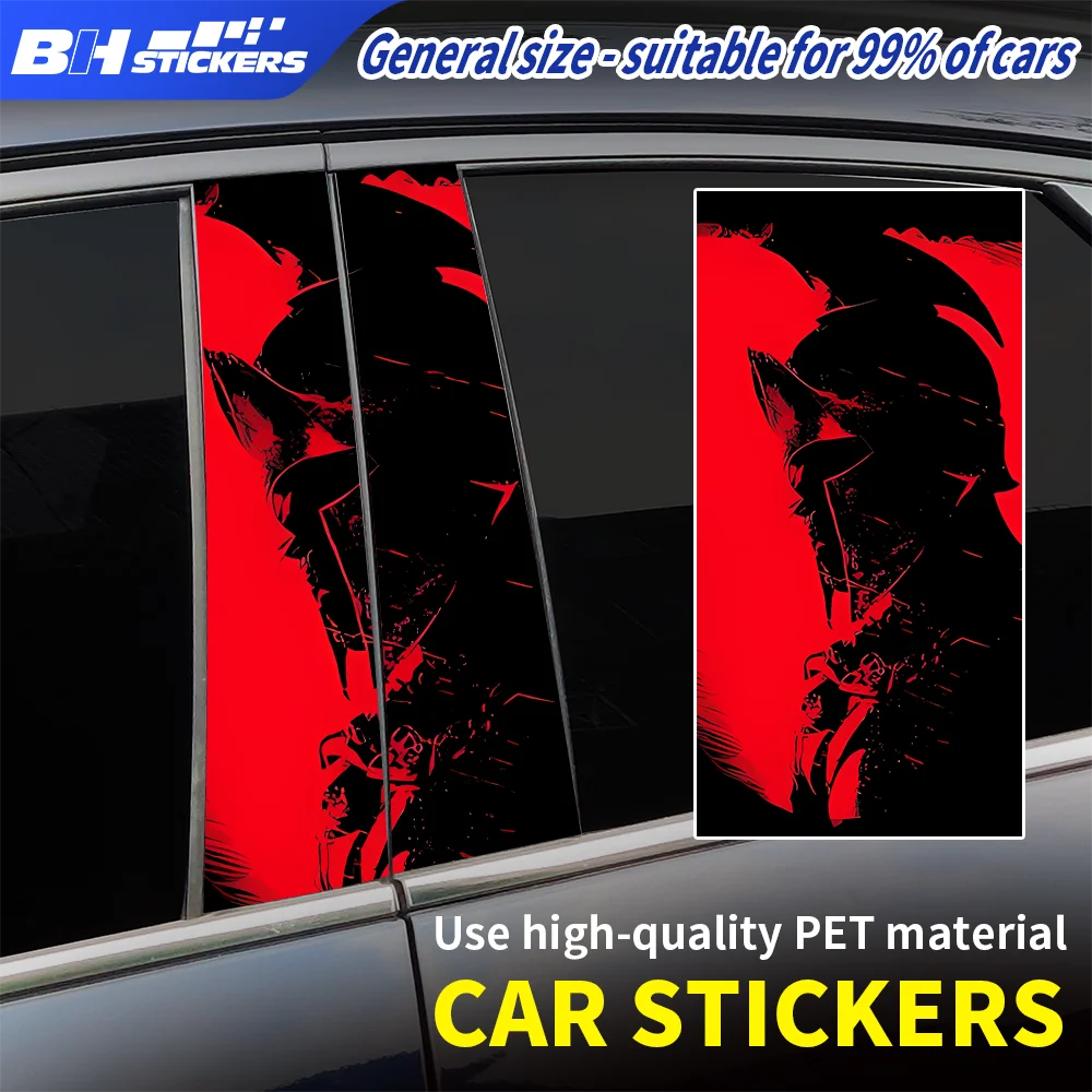 

2pcs Spartan Warrior Car Sticker B Pillar Post Decal Set Universal Auto Window Trim Vinyl Wrap Decoration Heroic Style Stickers