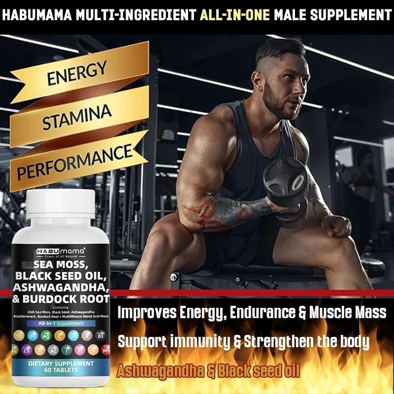 Natural Ashwagandha & Sea moss Capsules for Men, Increase Energy & Endurance permanently, Increase size & libido, Erection pills