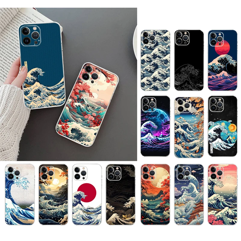 

Great Wave Of Kanagawa Art Phone Case For iPhone 16 15 14 13 12 11 Pro Max Plus Mini