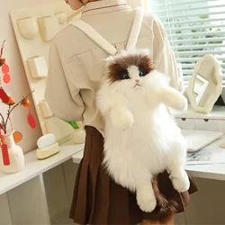 Pure handmade simulation plush cat backpack Trendy and fashionable doll cat bags Cat shopping bag suitable for birthday gifts