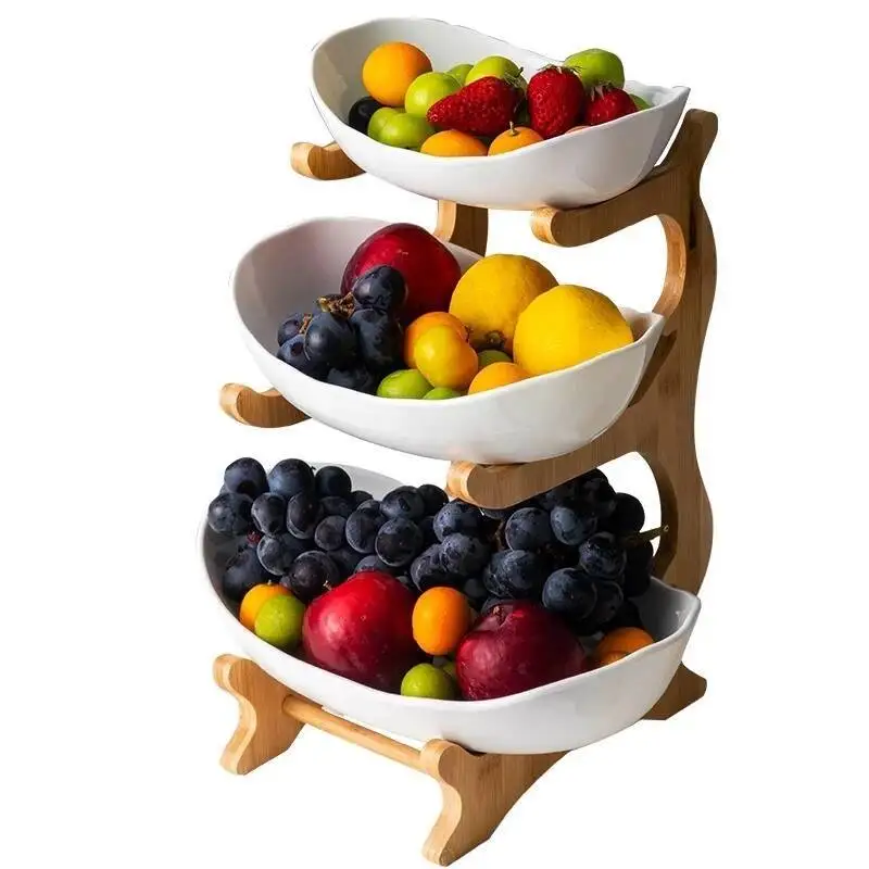 

Creative Modern Stand Salad Bowl Living Room Home Three-Layer Plastic Fruit Plate Snack Dish Dried Basket Candy Cake Holder