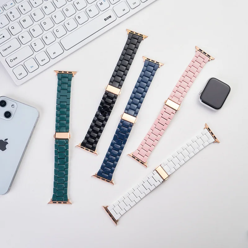 Acrylic Watch Strap For Apple Watch Band 8 SE 7 6 5 Fashion Three Beads Apple Watch Accessories 44mm 45mm 40mm 38mm