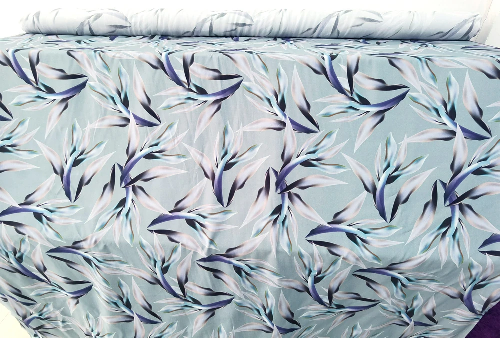 1 Meter x 1,4 Meter eleganter Blatt-Viskose-Stoff, weiches Popeline-Material für Kleider – Detail 9