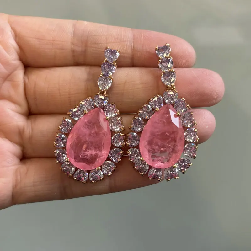 Bilincolor Mode Vintage Große Gelb Cubic Zirkon Ohrring für Frauen – Detail 14