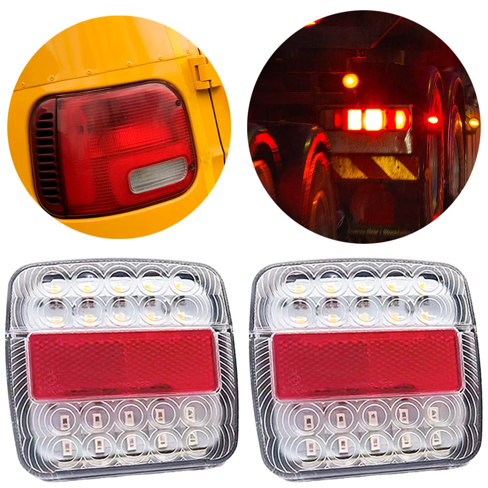 

2Pcs 12V Trailer Tail Lights Car Number Plate Light Submersible Boat Truck Lamp 26 LED Stop Tail Light Rear Reverse Brake Lamp