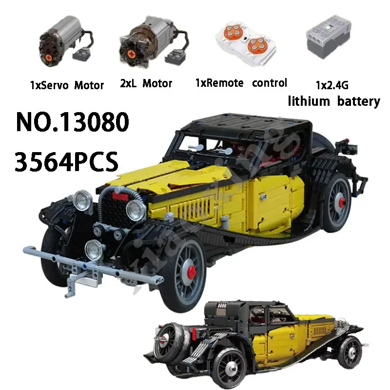 New 13080 Vintage Vintage Classic Car Model Adult High Difficult Assembly Climbing 4WD Offroad Vehicle Building Block Toy Gift