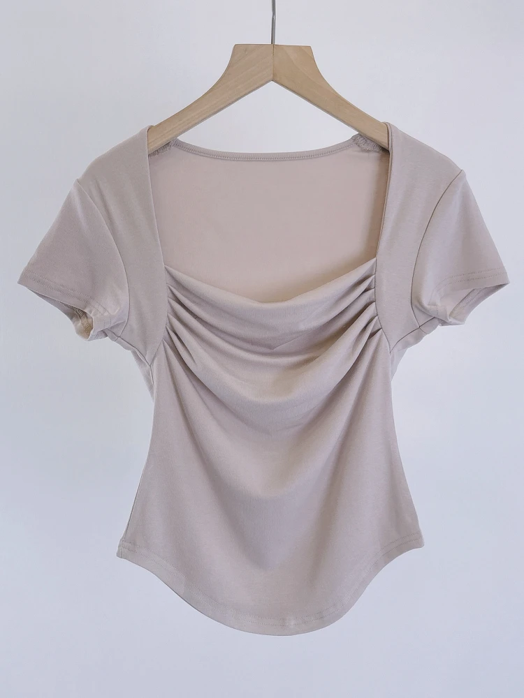 زي رقص كلاسيكي للنساء بأكمام قصيرة وياقة مربعة، زي تدريب الباليه والرقص الحديث للمعلمين والطلاب، ملابس صيفية