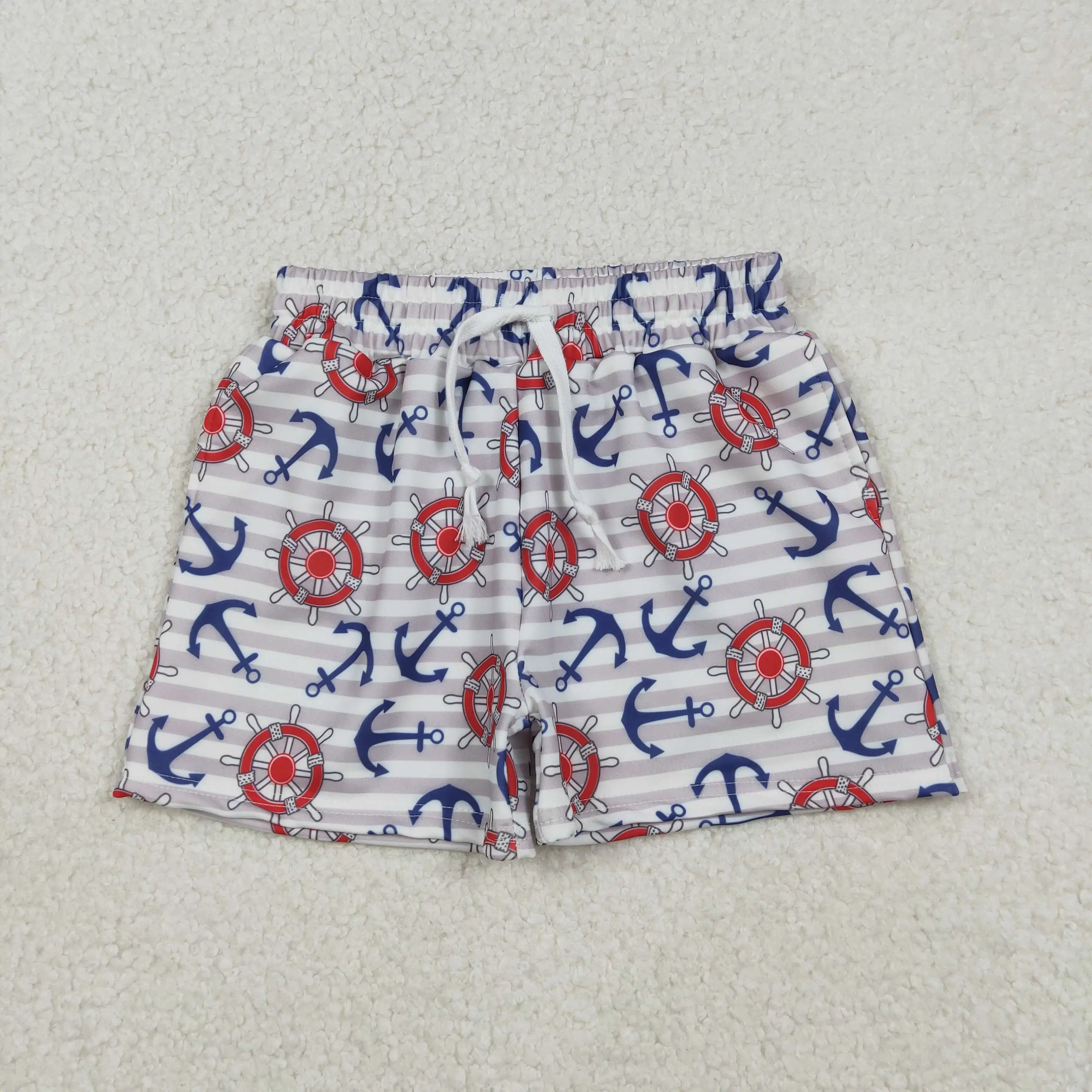 

z1205-09 S0589 Summer Wholesale kids clothes boys Gray Striped swim trunks shorts New Arrival Shorts Boutique baby boys clothes