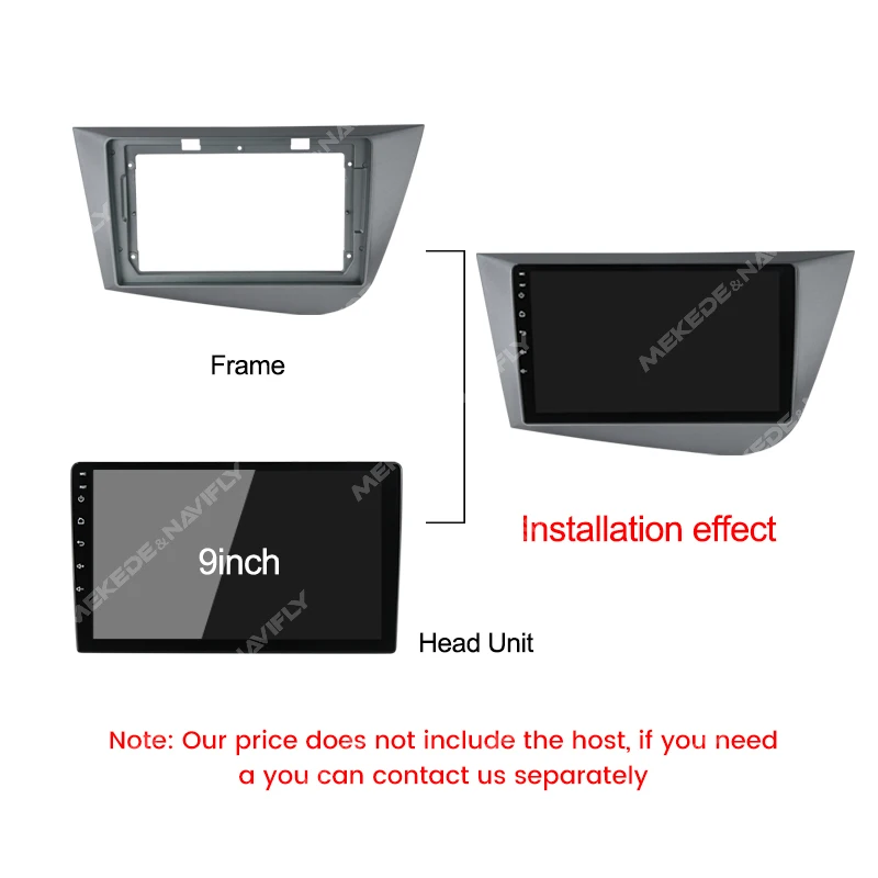 For Seat Leon 2 MK2 Altea XL 2005-2015 Car Radio Fascia Frame Optional Cable CAN Dash Fitting Panel Kit For 9inch Host Unit