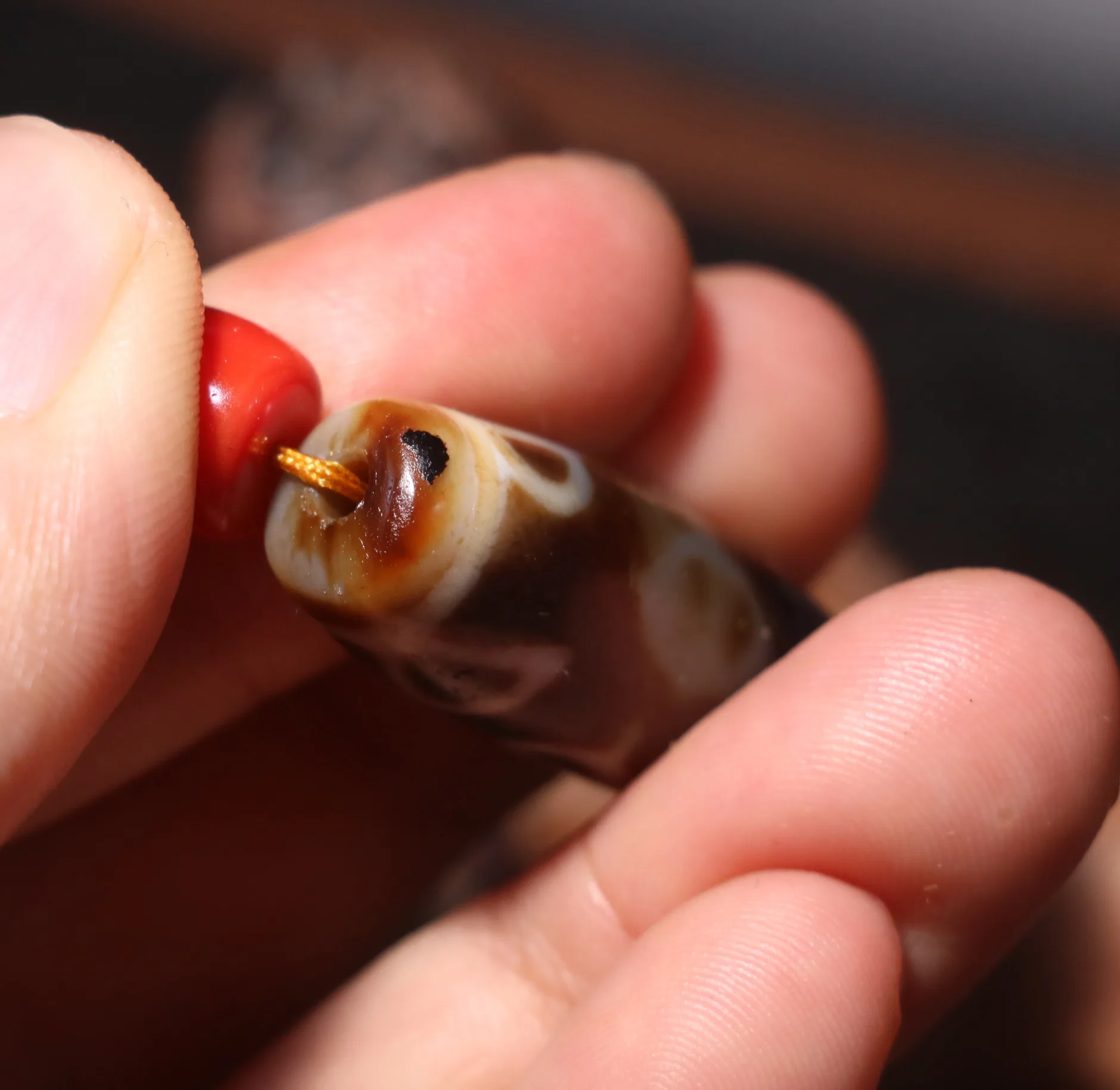 A Treasure Magic Energy Tibetan old Agate Happy Buddha Symbol dZi Bead Totem Fit For Making Bracelet Lkbrother UPD221211A12