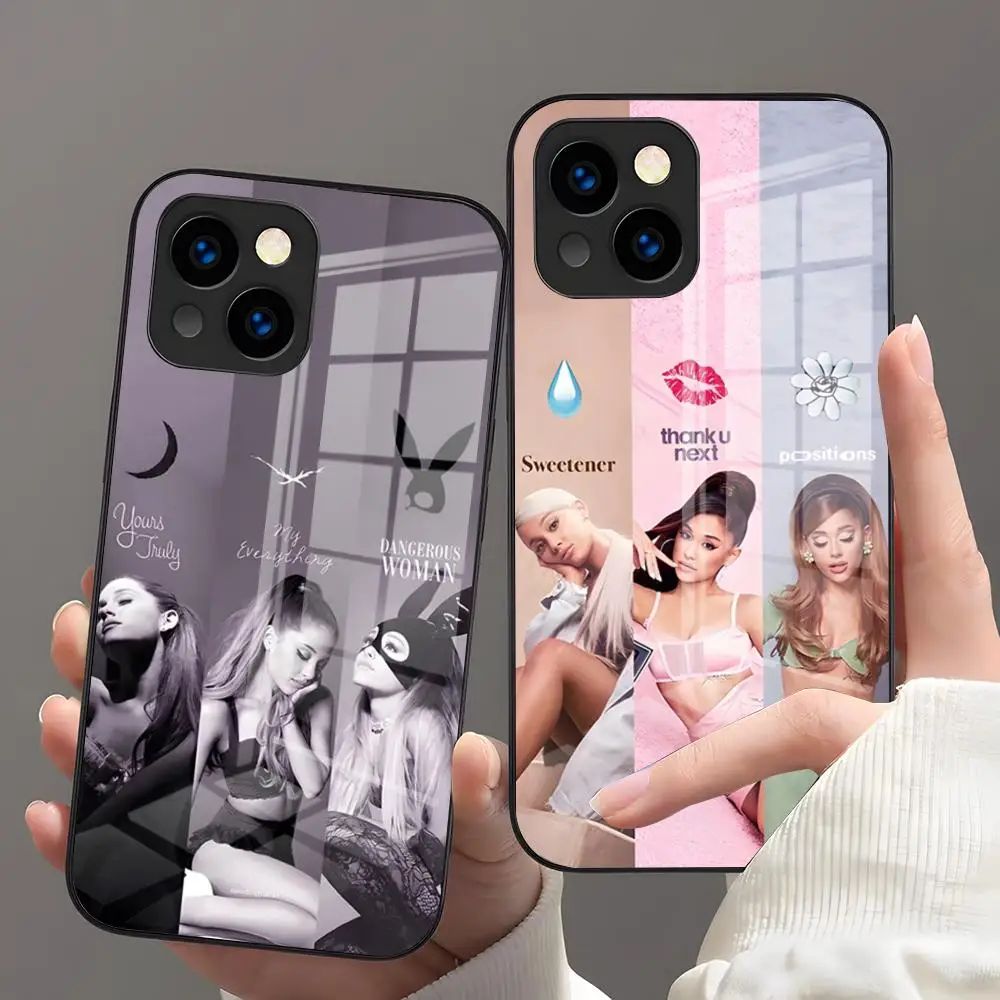 

Чехол для телефона A-Ariana G-Grande для IPhone 16 Pro Max 15 14 13 Mini 12 Pro 11 XS Max 7 8 Plus, черный стеклянный чехол