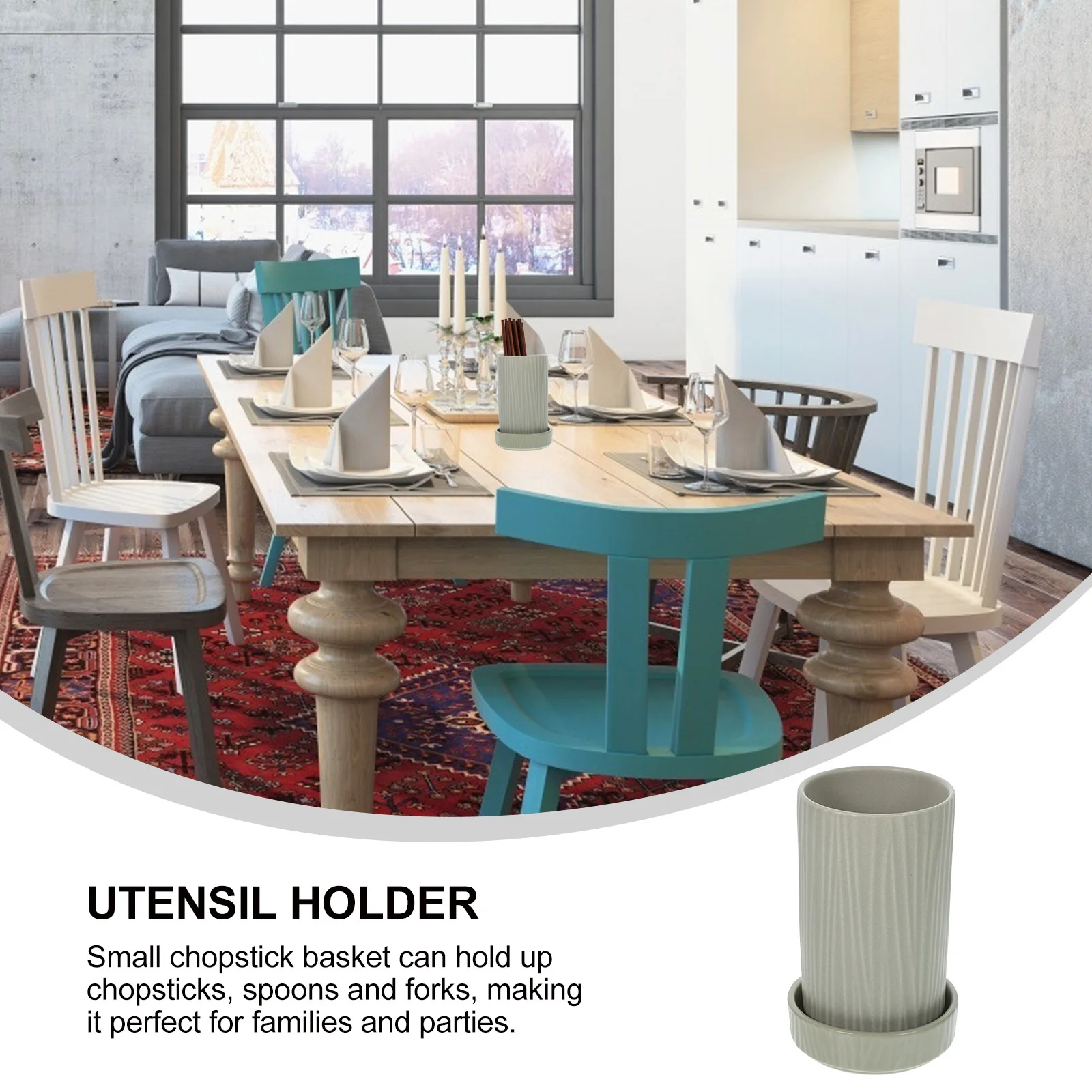 

Ceramic Chopstick Pot Kitchen Utensil Holder Practical Cutlery Storage Bucket Tableware Organizer Drain Cylinder