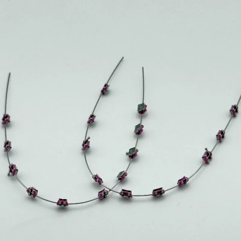 1 Paar temporäre Zahnspangen zur Dekoration, künstliche Zahnspangen mit Metallspiralen und -halterungen, kieferorthopädische Zahnspangen mit Ligaturbändern, Dental – Detail 5