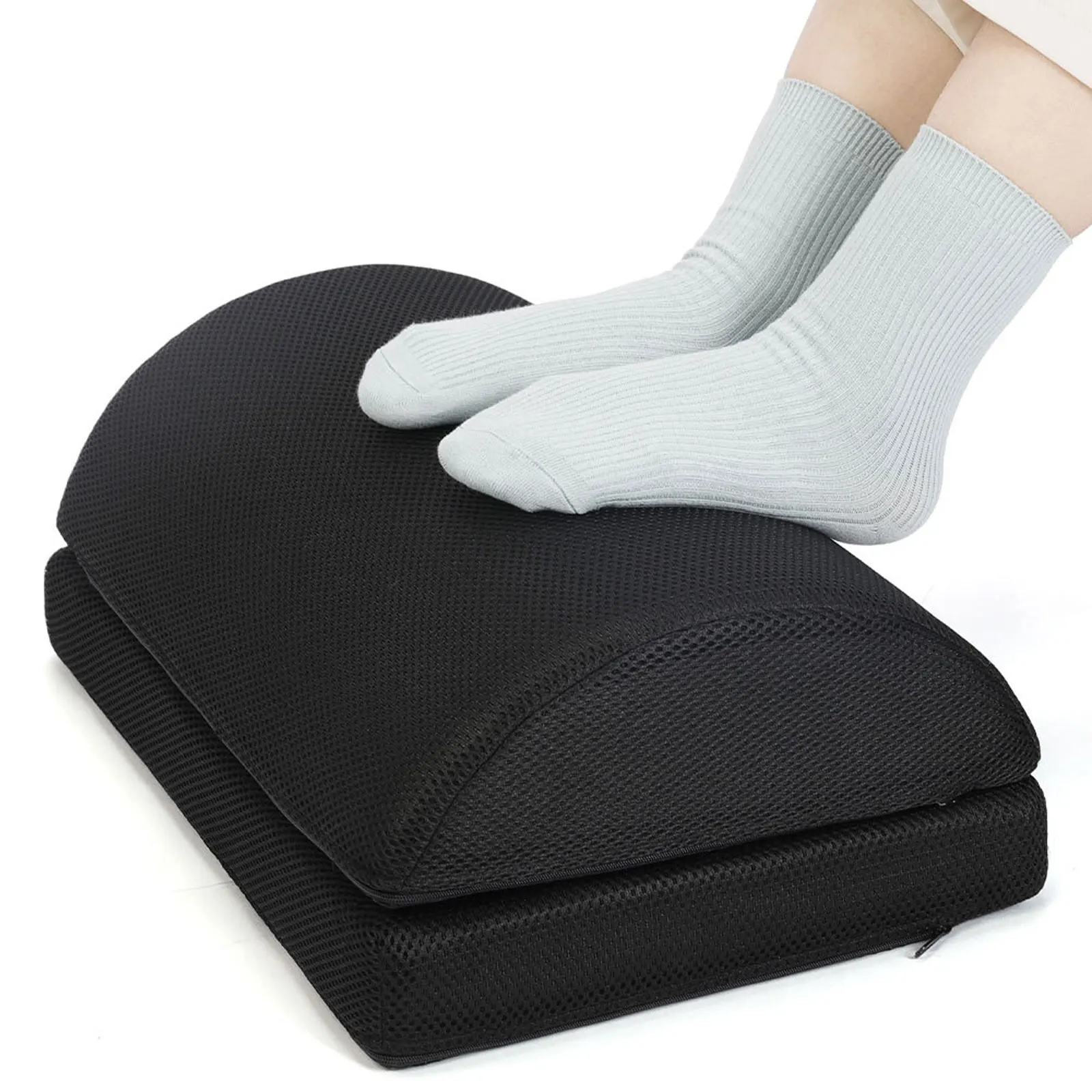 

Foot Rest Anti-slip Comfortable Zipper Double Layer Relieve Fatigue Semicircle Under Desk Footrest Cushion Office Accessories