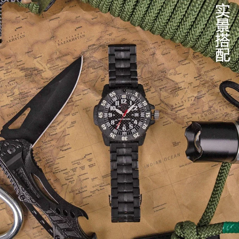 حزام ساعة من الألياف البلاستيكية لحزام ساعة لومينوكس 3050 3051 3080 3150 8800 23 مللي متر حزام الساعات مشبك أمان مزدوج أسود