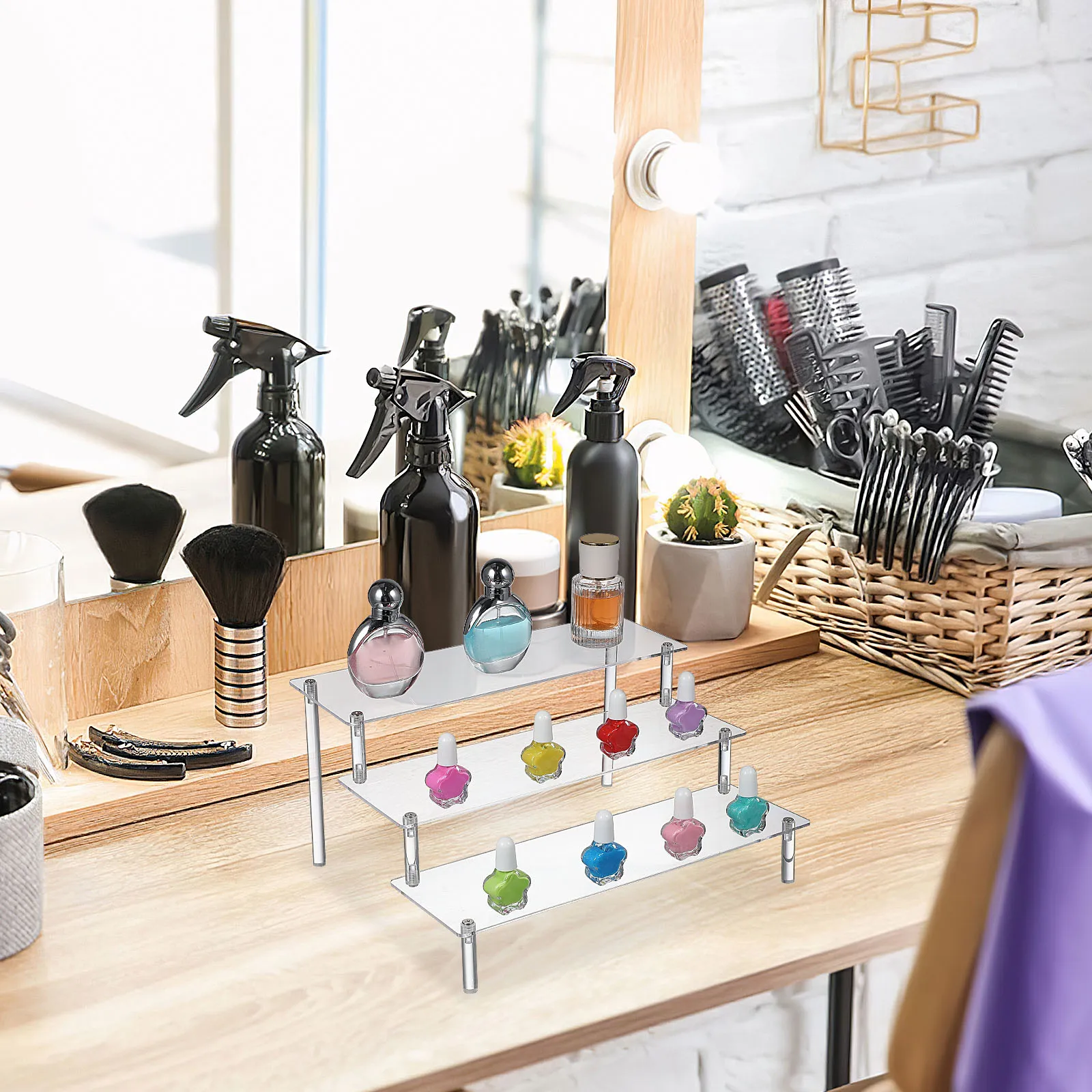 

Acrylic Storage Rack Dessert Display Arcylic Riser Jewelry Stand Figurine Shelf Stands Risers Clear Perfume