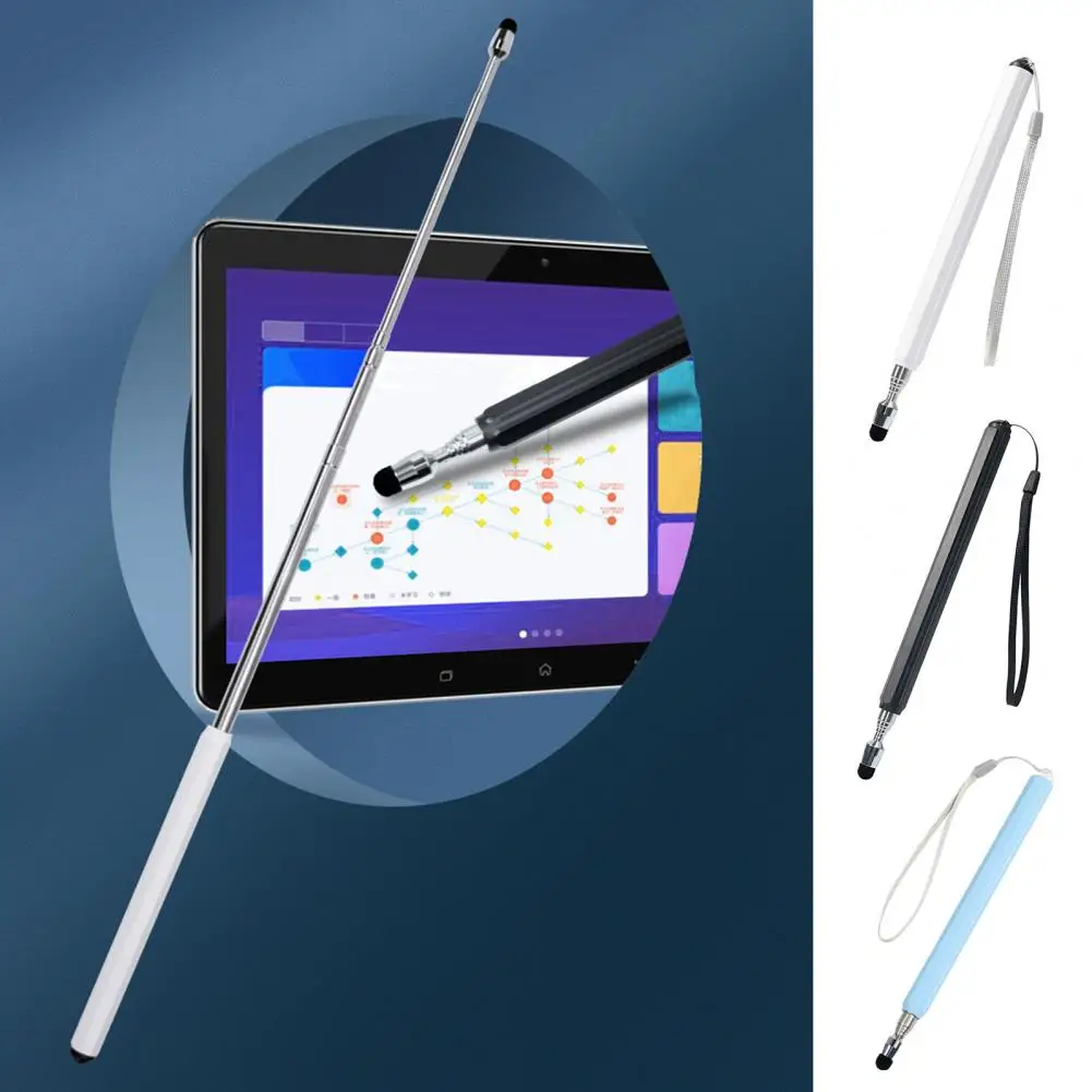 Telescopic Pointer Stick Extendable Non-slip With Lanyard Multipurpose Metal Extendable Pointer Touch Screen Stylus Pen