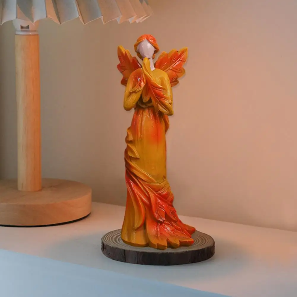 Maple Leaf Angel Ornament Exquisite Workmanship Resin Angel Figurine for Home Holiday Festive Decoration