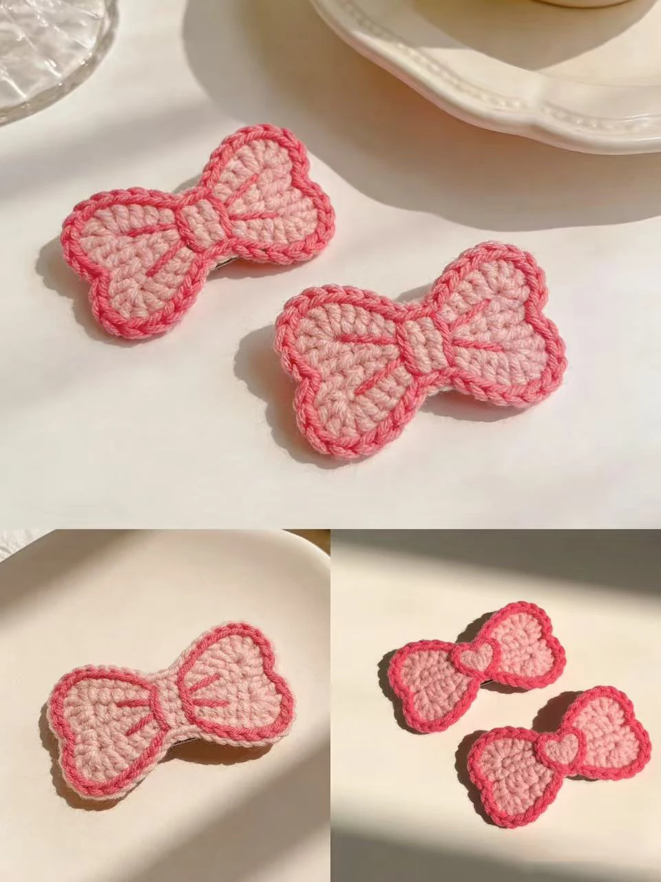 diyかぎ針編み糸材料キット　結び目ヘアクリップ　退屈解消　暇つぶし　手作りクラフト用品　ファッションアクセサリー
