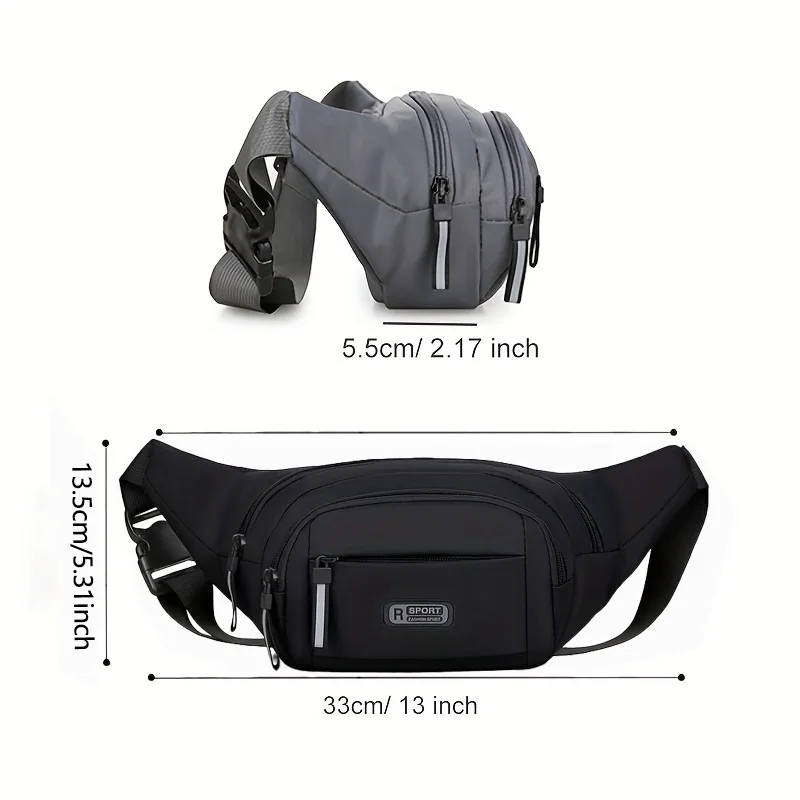 Men Waterproof Waist Bag Multi Pockets Fanny Pack Casual Outdoor Travel Running Sport Belt Crossbody Shoulder Bag view 2
