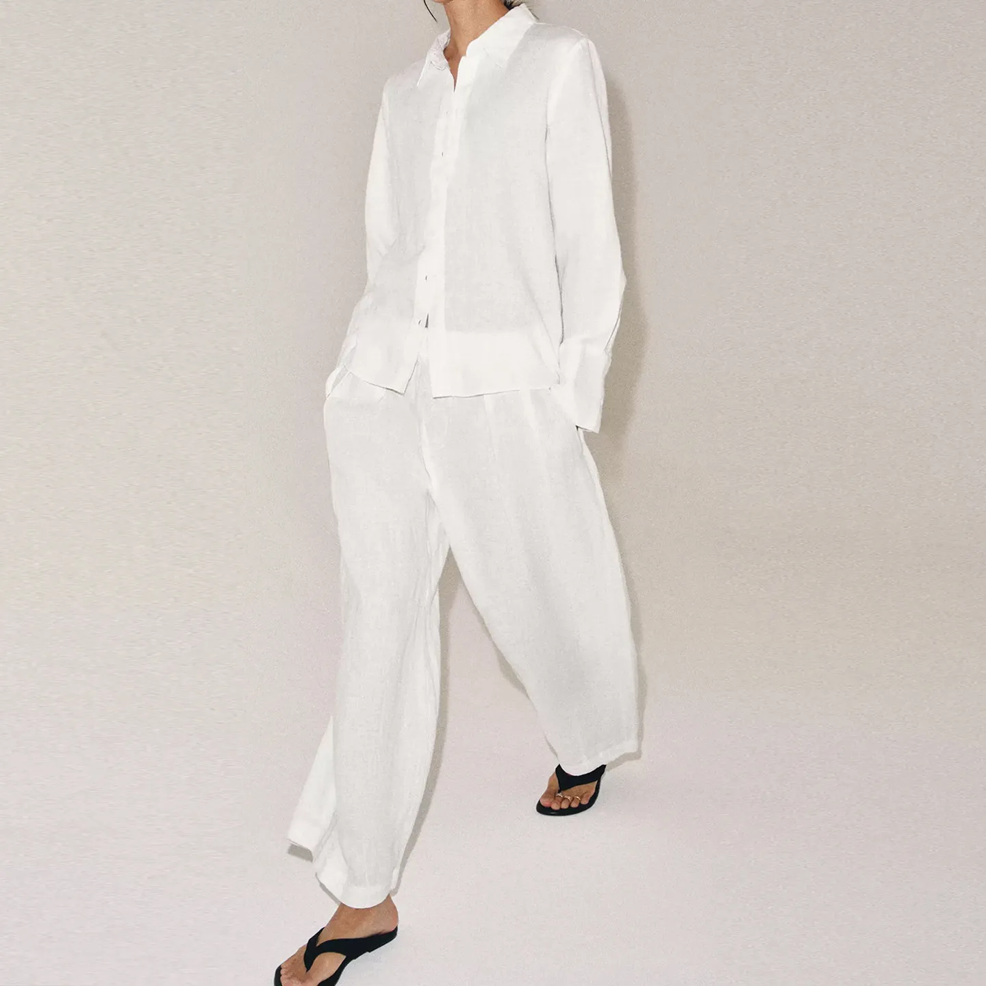 ZADATA Women's Long Sleeve Pure Color Shirt with Pleats High Waist Casual Trousers Spring Fashion Set High Quality Chinese Brand