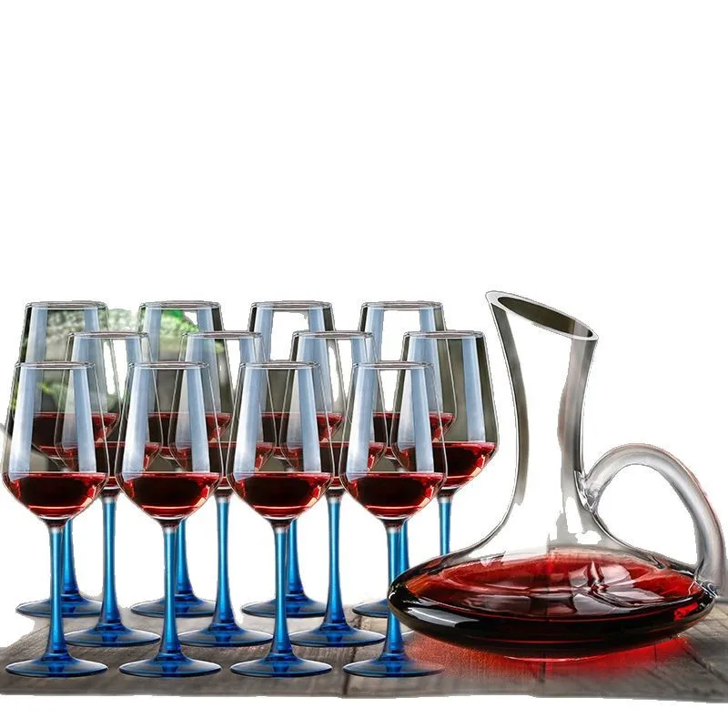 

High-value red wine glass decanter set, household luxury wine, high-end large red bow tie goblet wine set