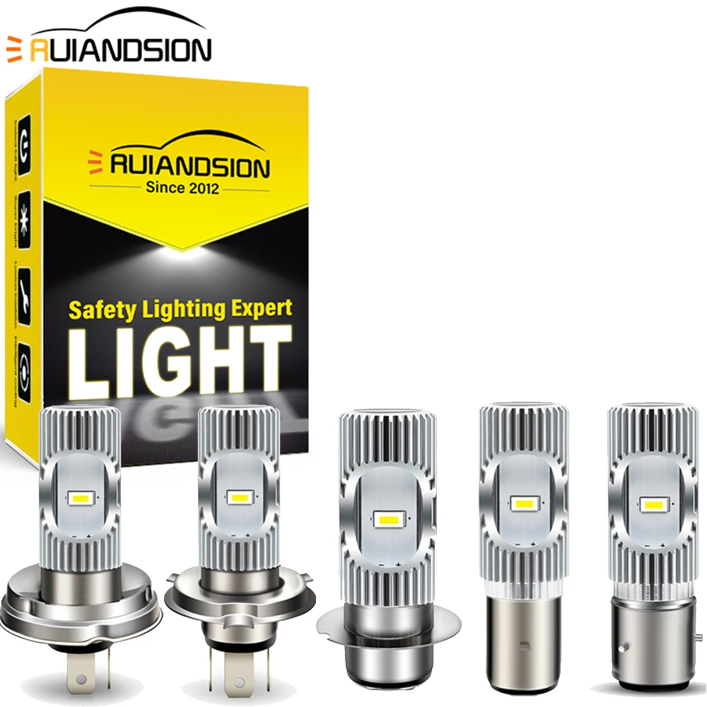 

Ruiandsion Motorcycle Headlight LED Bulb H4 P45T BA20D H6 BA21D P36D DC6-30V White Hi/Lo Beam for Classic Scooter Moped ATV 2Pcs