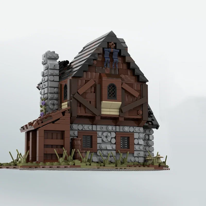 Tijolos de vista de rua medieval casa medieval blocos taverna arquitetura modular casa de madeira tijolo moc castelo cidade blocos presente do miúdo