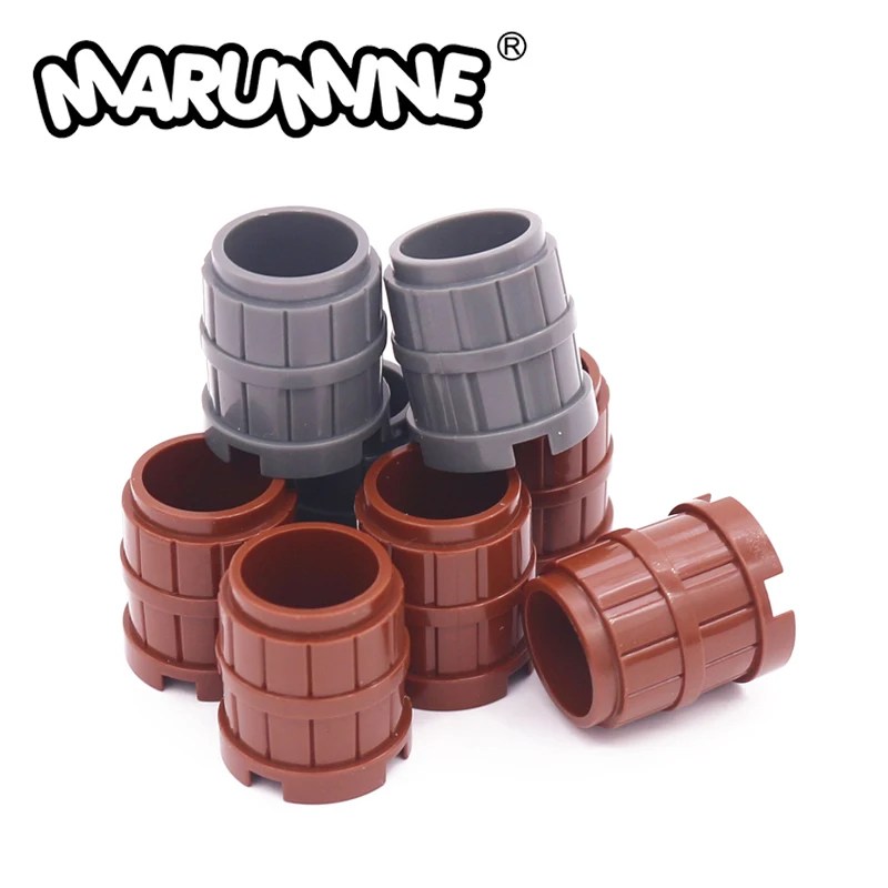 Marumine 2489 2x2x2 Round Wooden Barrel Container 20PCS MOC DIY Bricks Assembly Particle Parts Building Blocks Accessories