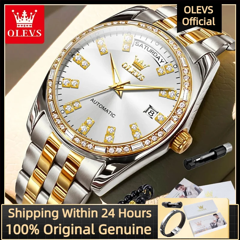OLEVS 9802 Men's Watch Top Luxury Brand Certification Automatic Mechanical Watch High Quality Diamond Business Mature Men Watch