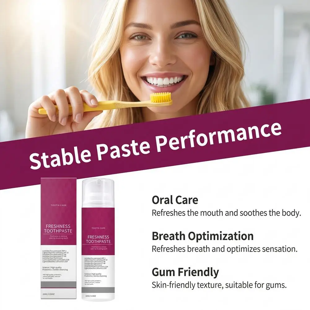 Probiotics Stain Removal Toothpaste Oral Care Refreshes Mouth Optimizes Breath Gum Friendly Texture Gentle Clean Daily Hygiene