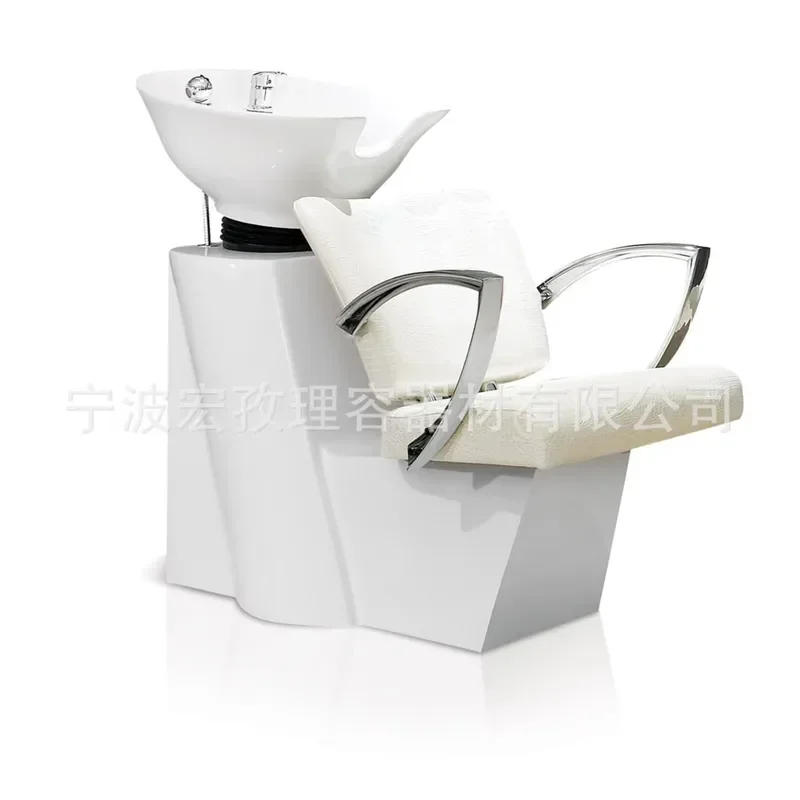 Semi Reclining Shampoo Bed for Hair and Barber Shop Seated Wash Chair with Punch Hole Design Professional Beauty