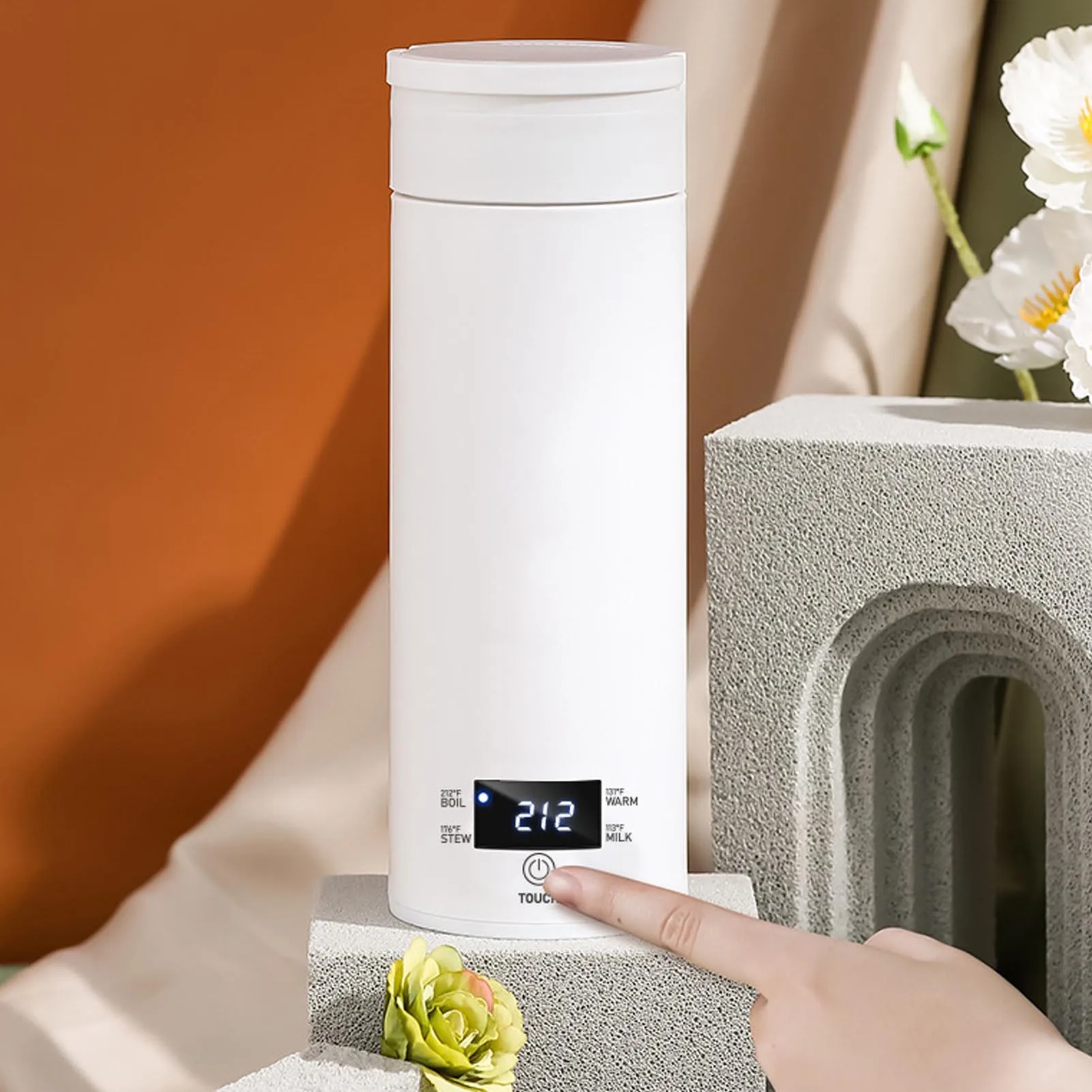 Tragbarer Mini-Wasserkocher, 450 ml, mit Temperaturregelung, 316, Edelstahl, Reise-Warmwasserboiler für das Brauen unterwegs