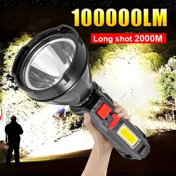 High Power Led Flashlight Extra Large Light Cup Portable Rechargeable Led Lamp LED Side Light Large capacity battery Torch light