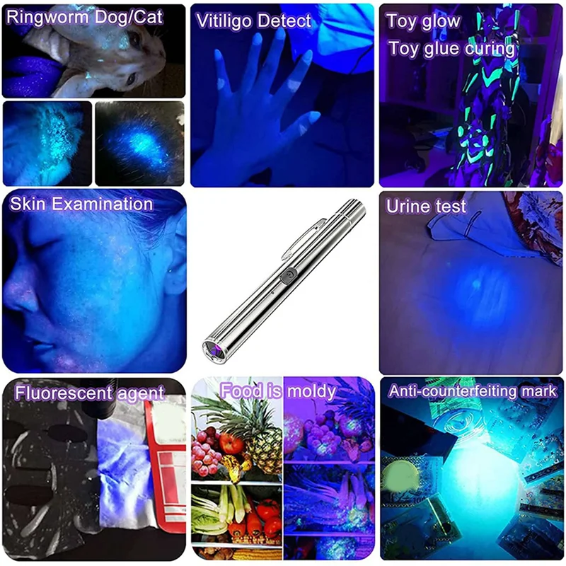 

A98E-10X Wood's Lamp Portable,UV Black Light For Pet Dog/Cat Care,Cat Ringworm Detector, Pet Urine Detector,Rechargeable