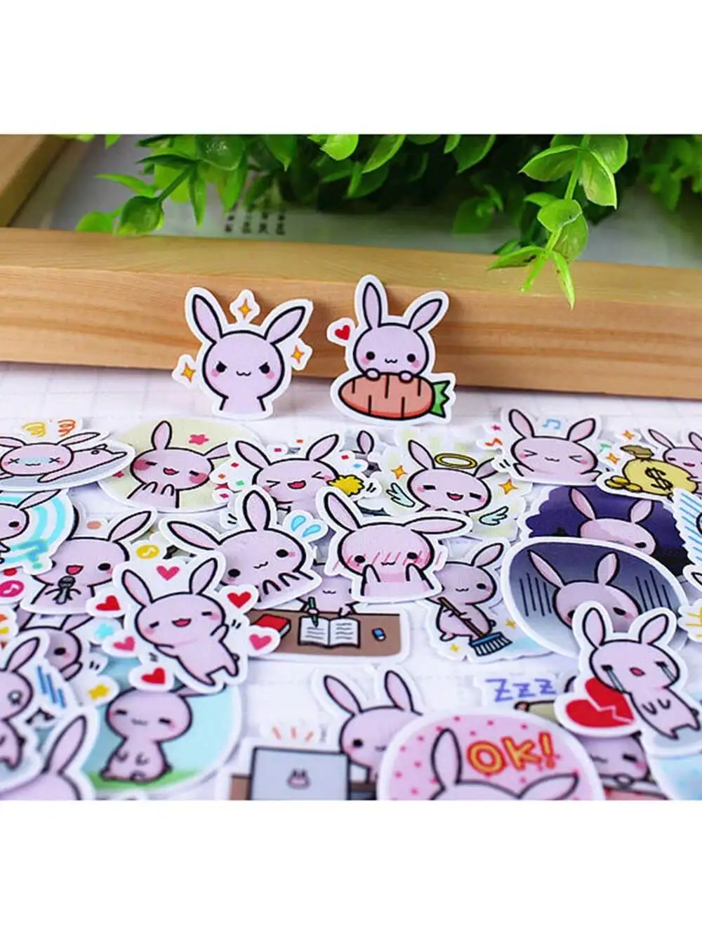 Cute Pink Rabbit Cartoon Stickers Kids\' Rewarding Stickers For Journaling Daily Life Stickers Pet Life Label Photo Album Decor