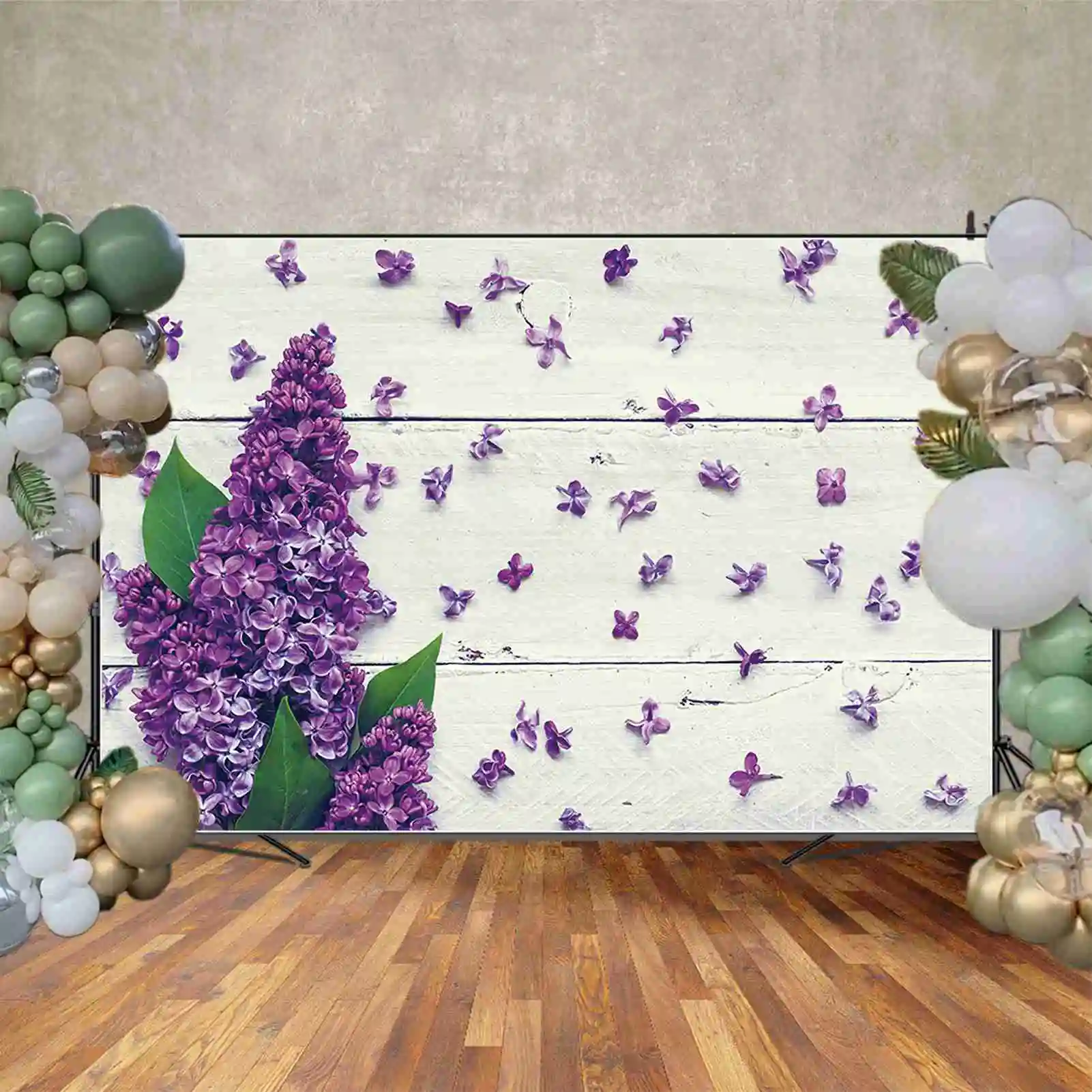 MOON.QG Floral Wooden Board Backdrop Photography Flower Planks Spring Photozone Background Children Photo Studio Photocall Props