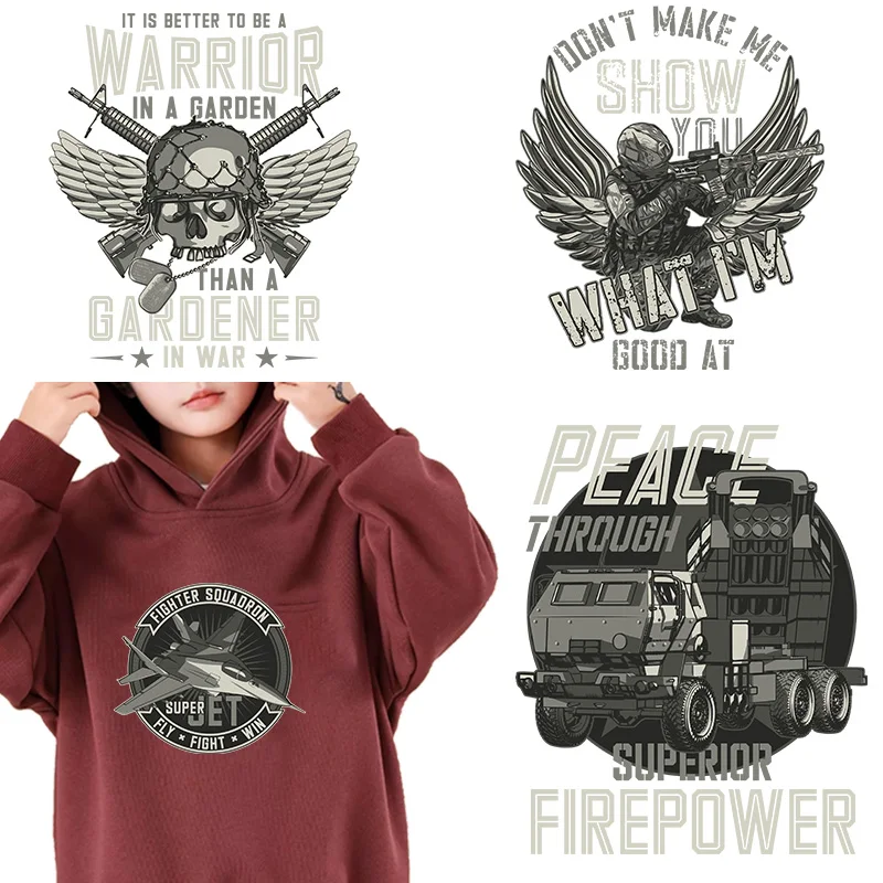 Military themed tank fighter soldiers iron on transfer for clothing dtf transfers ready to press Heat Transfer Printing